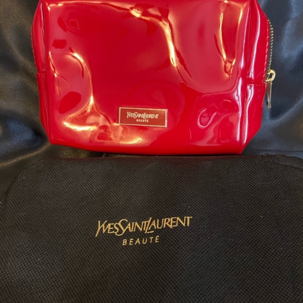 Yves Saint Laurent Beaute YSL Makeup cosmetic beauty Pouch case clutch-Red